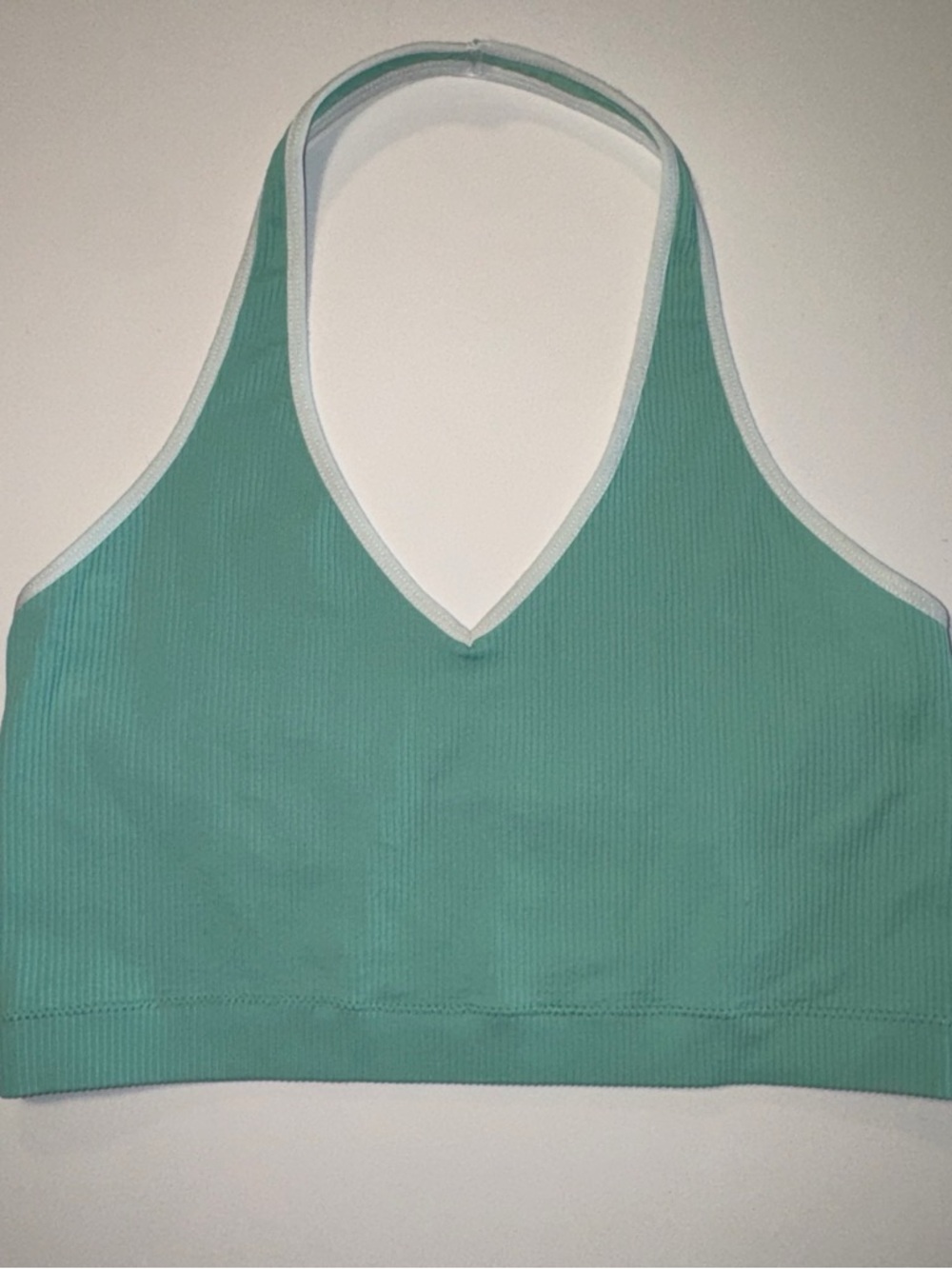 Garage Mint Green Halter Bralette with White Trim